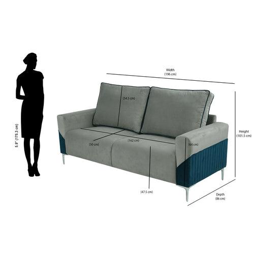 Nilkamal Boston 3 Seater Sofa (Grey & Blue)