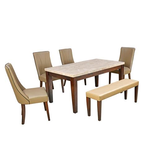 Nilkamal Prince 6 Seater Dining Set with Bench (Milan Walnut)