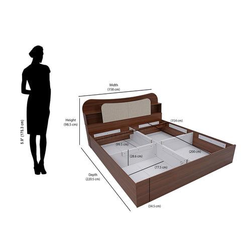 Nilkamal Daffodil Queen Bed with Box Storage (Walnut)