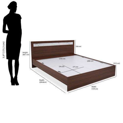 Nilkamal Akin Queen Bed without Storage (Walnut)