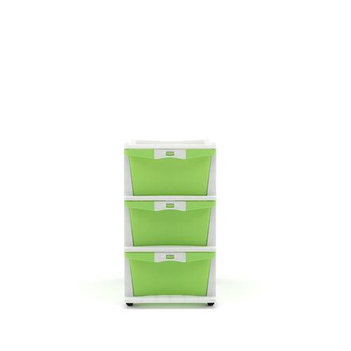 Nilkamal CHTR23 Three Layers Chest of Drawer (Cream and Pastel Green)