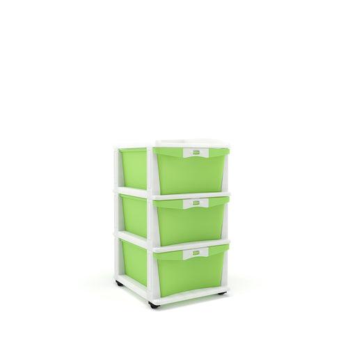 Nilkamal CHTR23 Three Layers Chest of Drawer (Cream and Pastel Green)