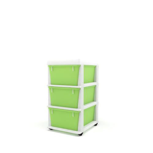 Nilkamal CHTR23 Three Layers Chest of Drawer (Cream and Pastel Green)