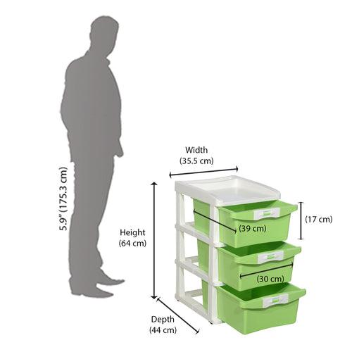 Nilkamal CHTR23 Three Layers Chest of Drawer (Cream and Pastel Green)