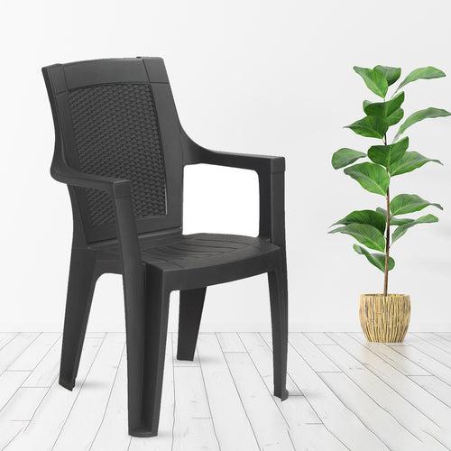 Nilkamal Mystique Plastic Arm Chair (Charcoal Grey)