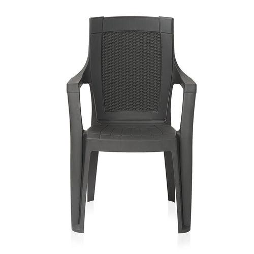 Nilkamal Mystique Plastic Arm Chair (Charcoal Grey)