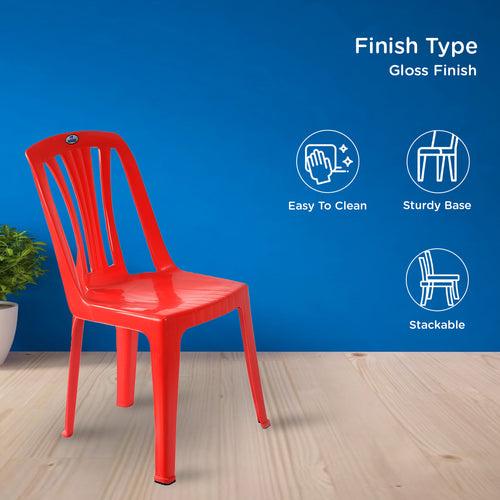 Nilkamal CHR4001 Plastic Armless Chair (Bright Red)