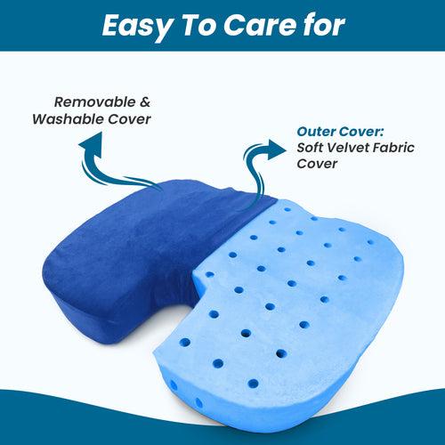 Orthopedic Memory Foam U-Shaped Coccyx Seat Cushion with Ventilated Cooling Gel for Tailbone, Sciatica & Back Pain Relief