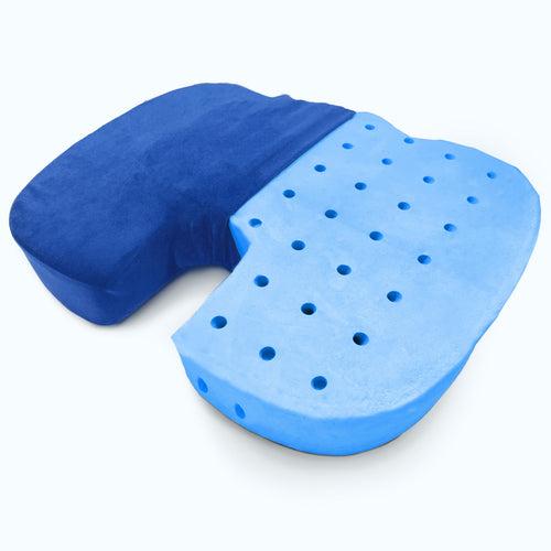 Orthopedic Memory Foam U-Shaped Coccyx Seat Cushion with Ventilated Cooling Gel for Tailbone, Sciatica & Back Pain Relief