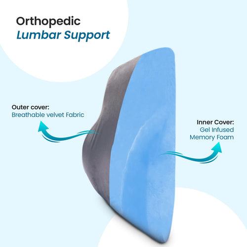 Orthopedic Memory Foam Lumbar Support Backrest Cushion with Cooling Gel