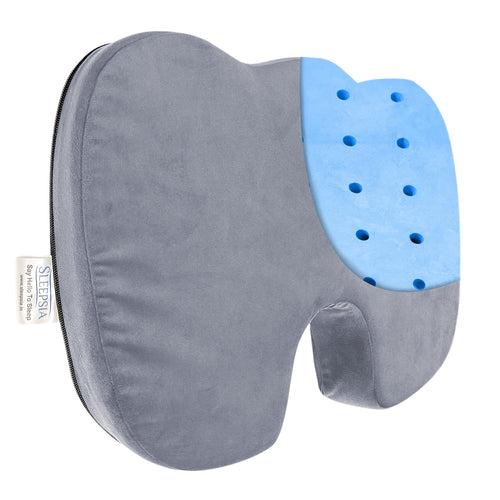 Orthopedic Memory Foam U-Shaped Coccyx Seat Cushion with Ventilated Cooling Gel for Tailbone, Sciatica & Back Pain Relief