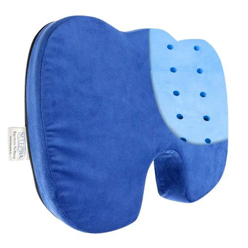 Orthopedic Memory Foam U-Shaped Coccyx Seat Cushion with Ventilated Cooling Gel for Tailbone, Sciatica & Back Pain Relief