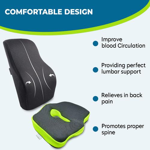 Lumbar Support Memory Foam Cushion, Memory Foam Coccyx Seat Cushion (Combo)