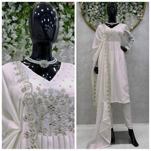 Exquisite Tissu Organza Silk Designer Suit Set with Thread and Sequence Work