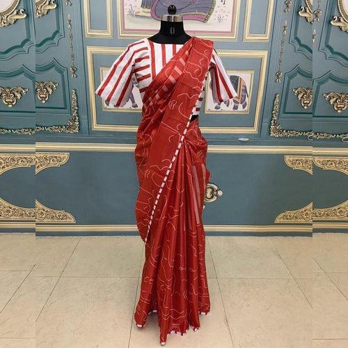 Vidhya Balan Red Printed Saree