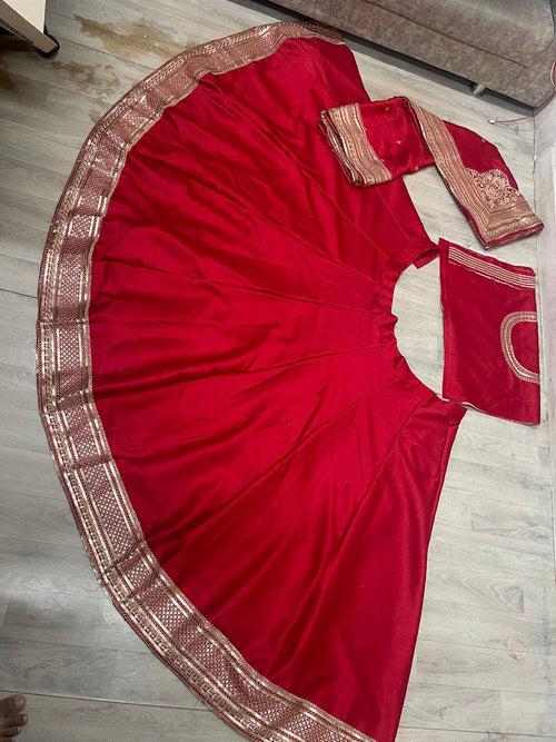 Pure Red Silk Lahenga
