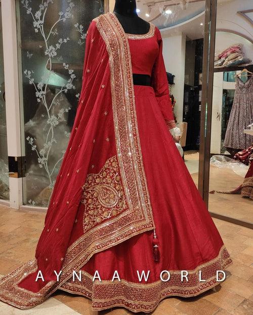 Pure Red Silk Lahenga