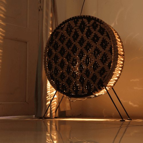 Asteroid Jute & Cotton Round Lamp