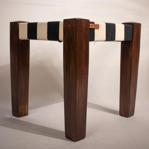 Black and white wooden stool