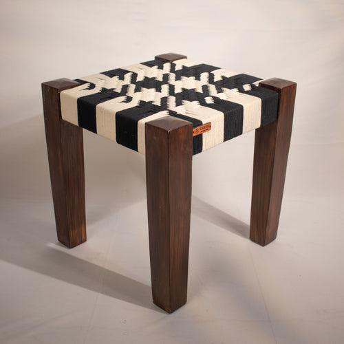 Black and white wooden stool