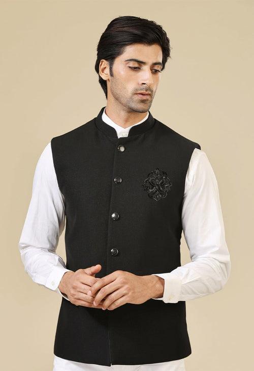 Black Bundi with Hand Embroirderd Motif