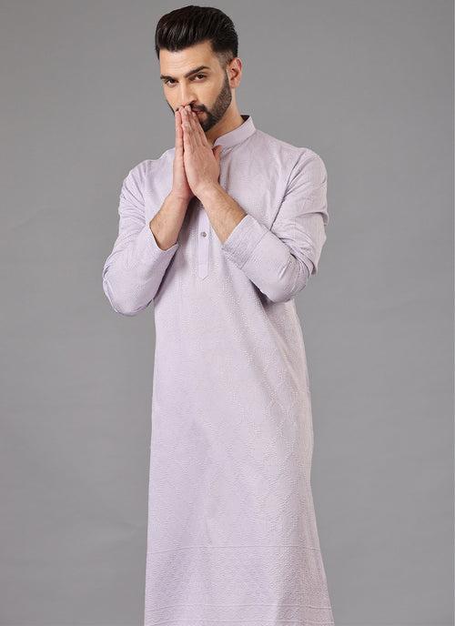 Embroidered Light Purple Kurta Set