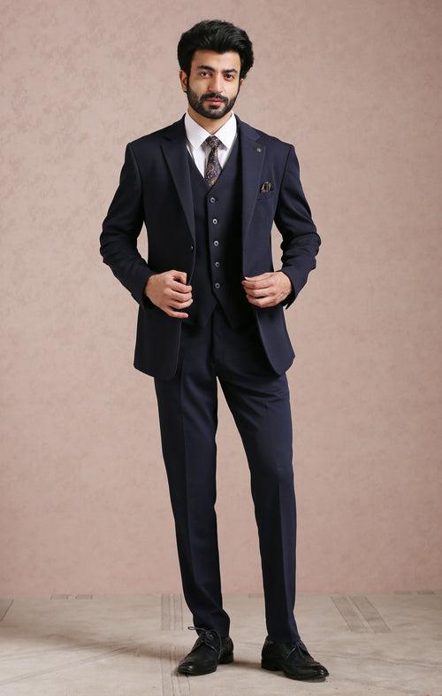 Navy Blue Notch Collared Suit