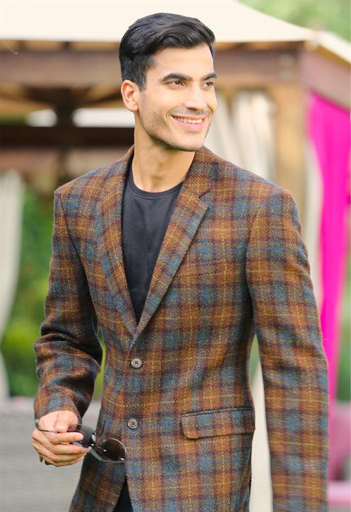 Brown Check Tweed Blazer