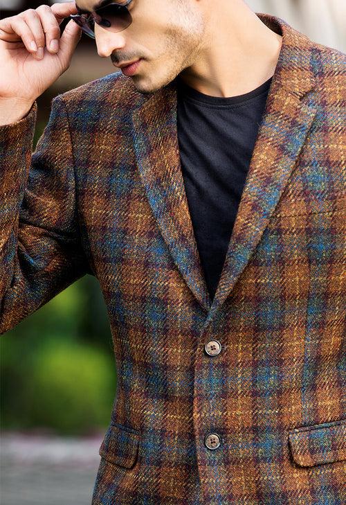 Brown Check Tweed Blazer