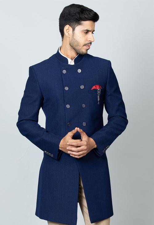 Navy Blue Angrakha Style Indo-Western