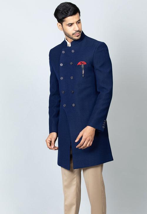 Navy Blue Angrakha Style Indo-Western