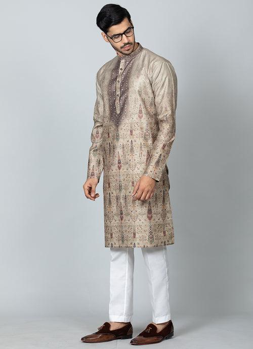 Printed Kurta Set Beige