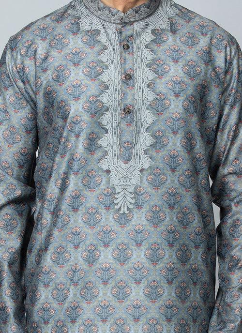 Printed Kurta Set Grey