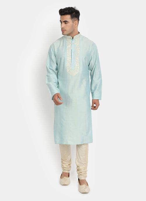 Embroidered Sea Green Kurta Set