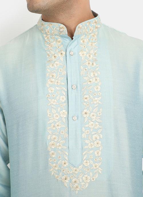 Embroidered Sea Green Kurta Set