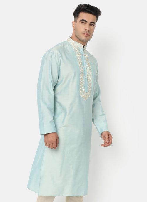 Embroidered Sea Green Kurta Set