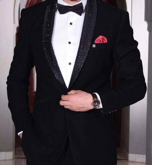 Classic Shawl-collared Black tuxedo Suit