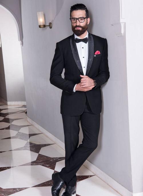 Classic Shawl-collared Black tuxedo Suit