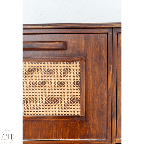 Antonio - Extra Large Wooden Shoe Cabinet with Rattan Panels