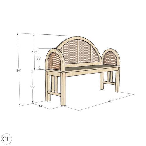 Elenore - Chic Solid Wood and Rattan Entryway Bench