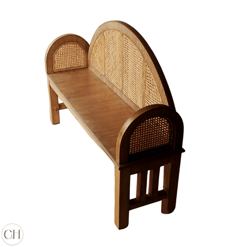 Elenore - Chic Solid Wood and Rattan Entryway Bench