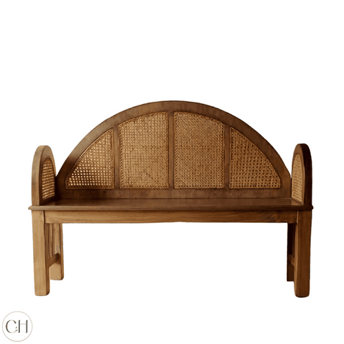 Elenore - Chic Solid Wood and Rattan Entryway Bench