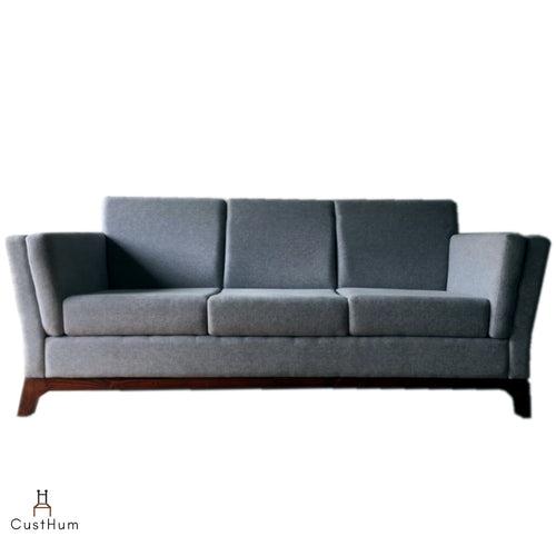 Aasana - 3-Seater Upholstered Sofa in Elegant Gray