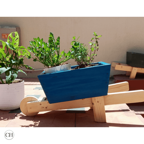 Barry - Small Wheelbarrow-shaped Wooden Planter