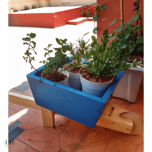 Barry - Small Wheelbarrow-shaped Wooden Planter