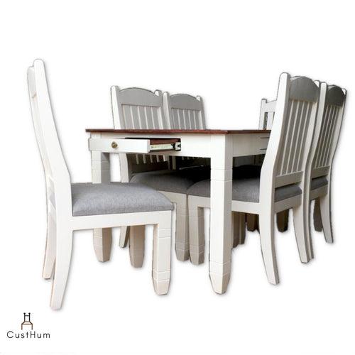 Chamonix - Charming 6-Seater Dining Set with Cutlery Drawers