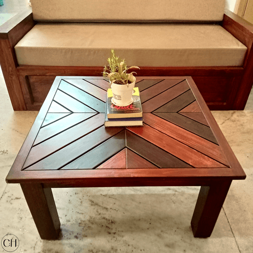 Corfu - Wooden Center Table with Herringbone Top