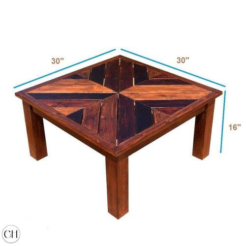 Corfu - Wooden Center Table with Herringbone Top