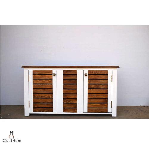 Emile - Rustic Shoe Cabinet with Slatted Doors