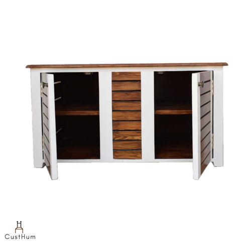 Emile - Rustic Shoe Cabinet with Slatted Doors